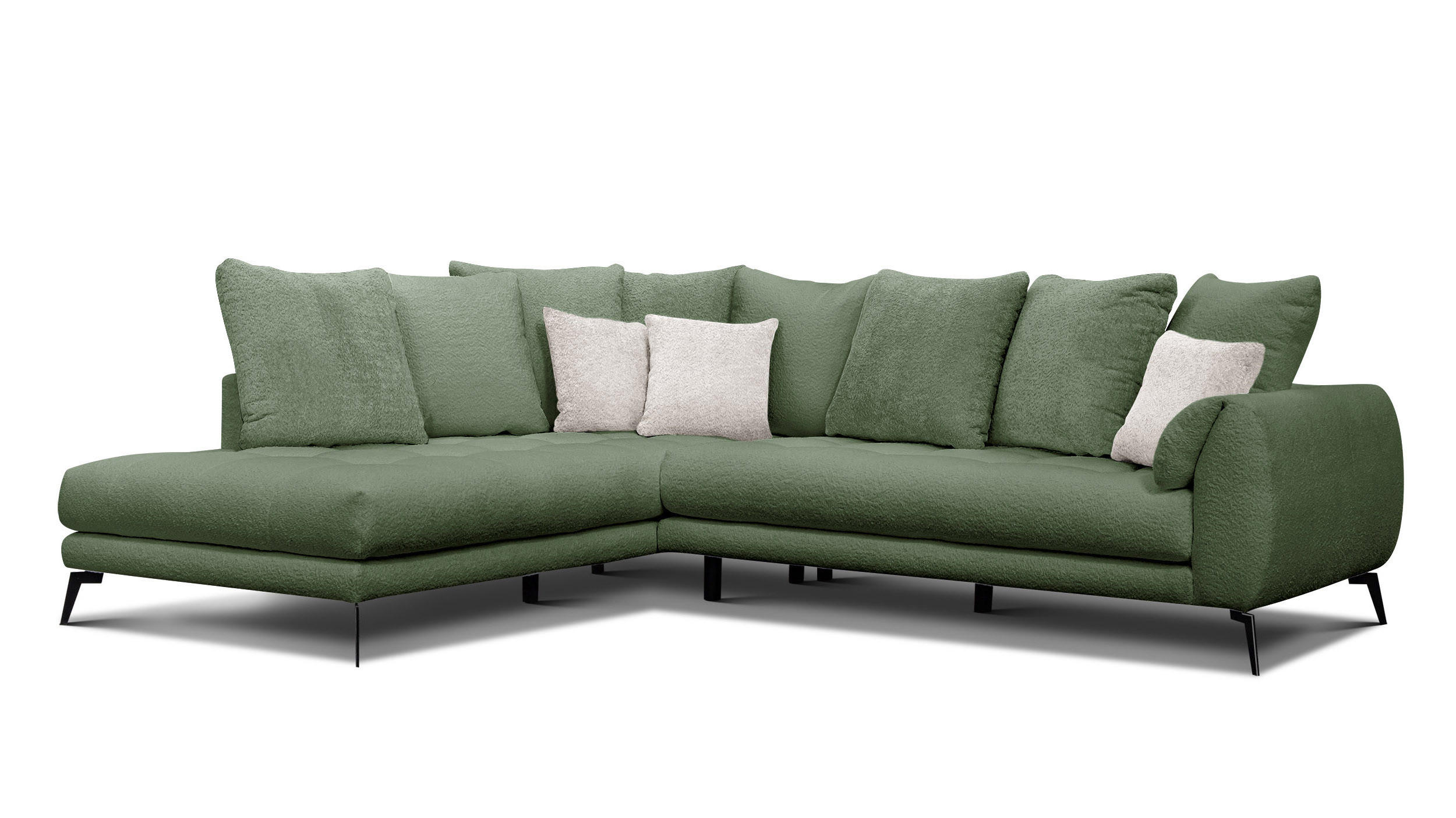 ECKSOFA CALME 5-Sitzer, olive - Olivgrün, Holz/Textil (294/229cm) - Courtois Laville