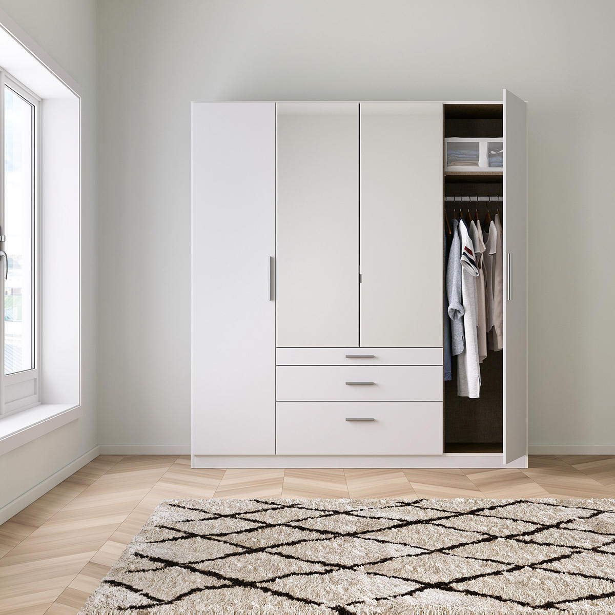 DREHTÜRENSCHRANK - Weiß, Holzwerkstoff (181/197/54cm) - home24