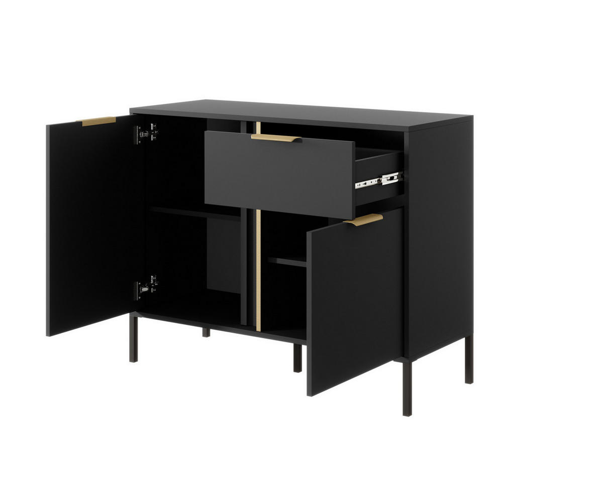 SIDEBOARD Valdi D 103 cm Anthrazit / Gold - mit 2 Türen und 1 Schublade - Anthrazit/Gelb, Holz/Holzwerkstoff (103/81/39cm) - Ravio