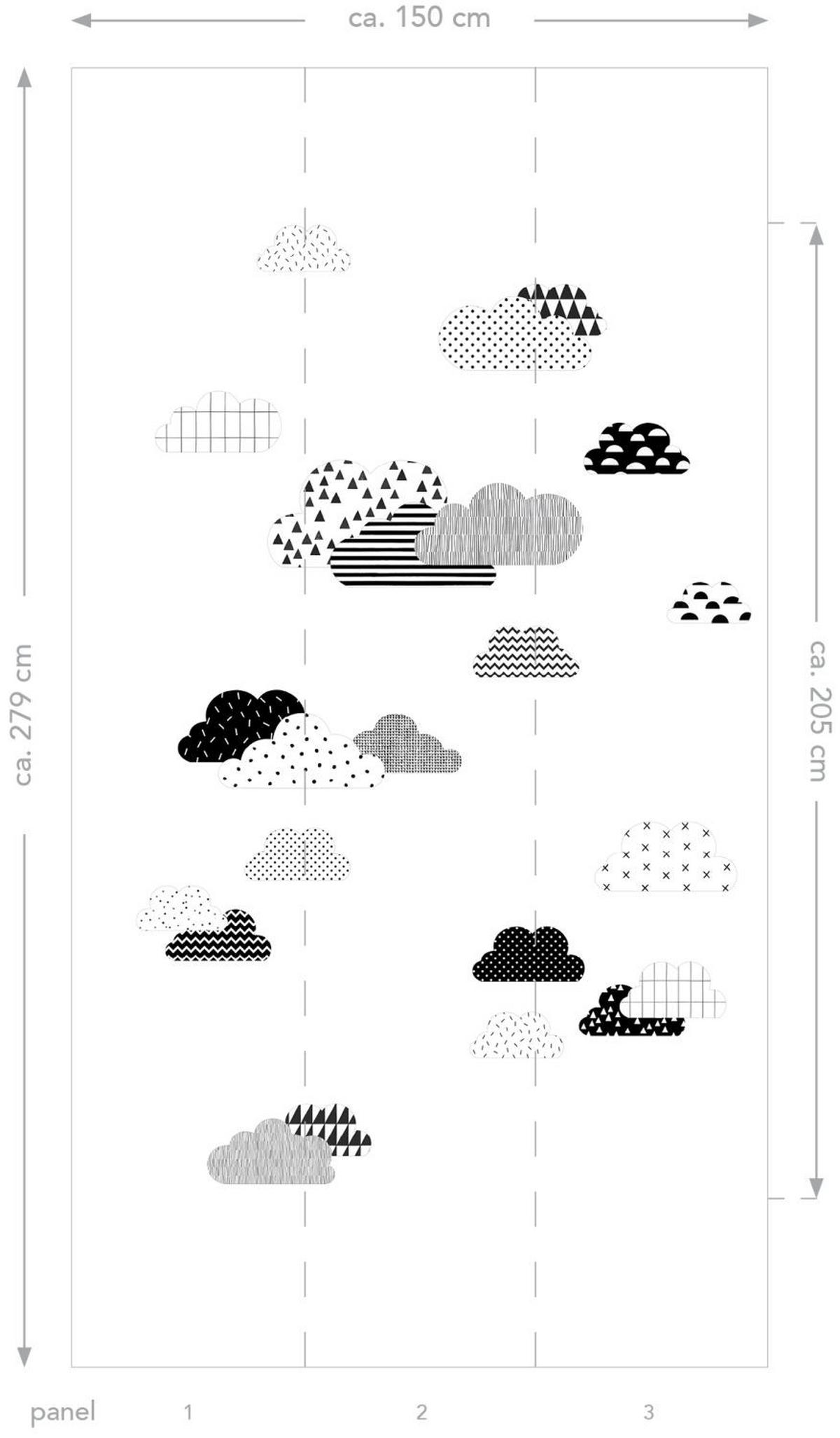 FOTOTAPETE Wolken 150 x 279 cm - Schwarz, Papier (150/279cm) - ESTAhome