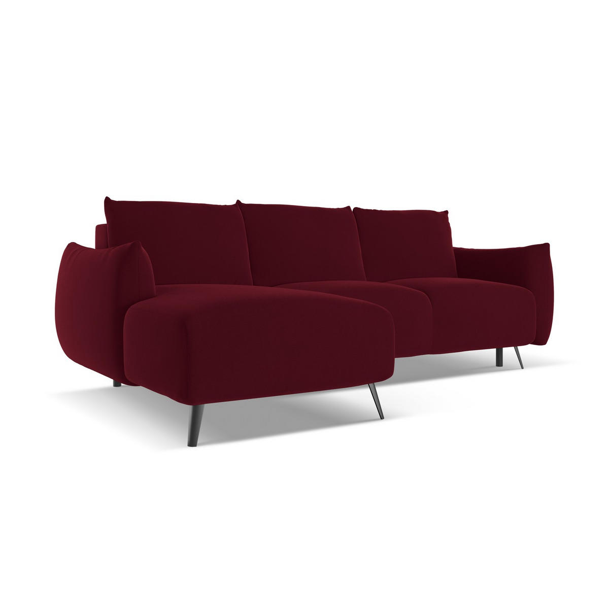 ECKSOFA mit Schlaffunktion Samt Stoff Rot - Bordeaux/Rot, Textil/Metall (162/242cm) - LaMiaSofa