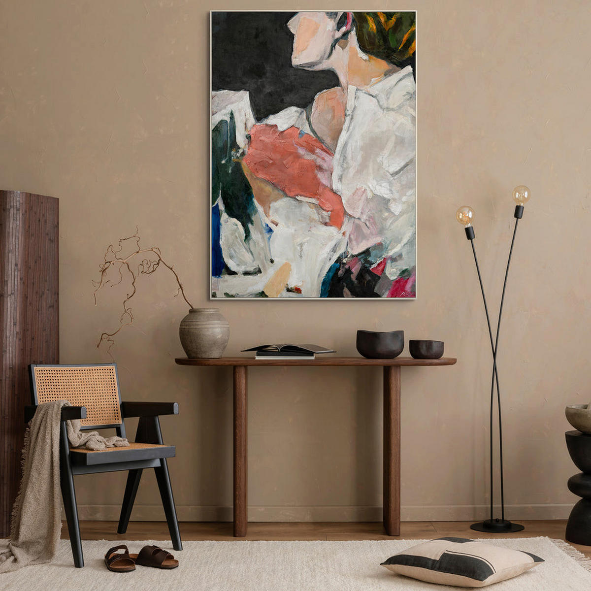 GEMÄLDE Abstrakte Silhouette Schattenfugenrahmen Rot 180x120 cm - Rot, Holz (180/120cm) - YS-art gallery