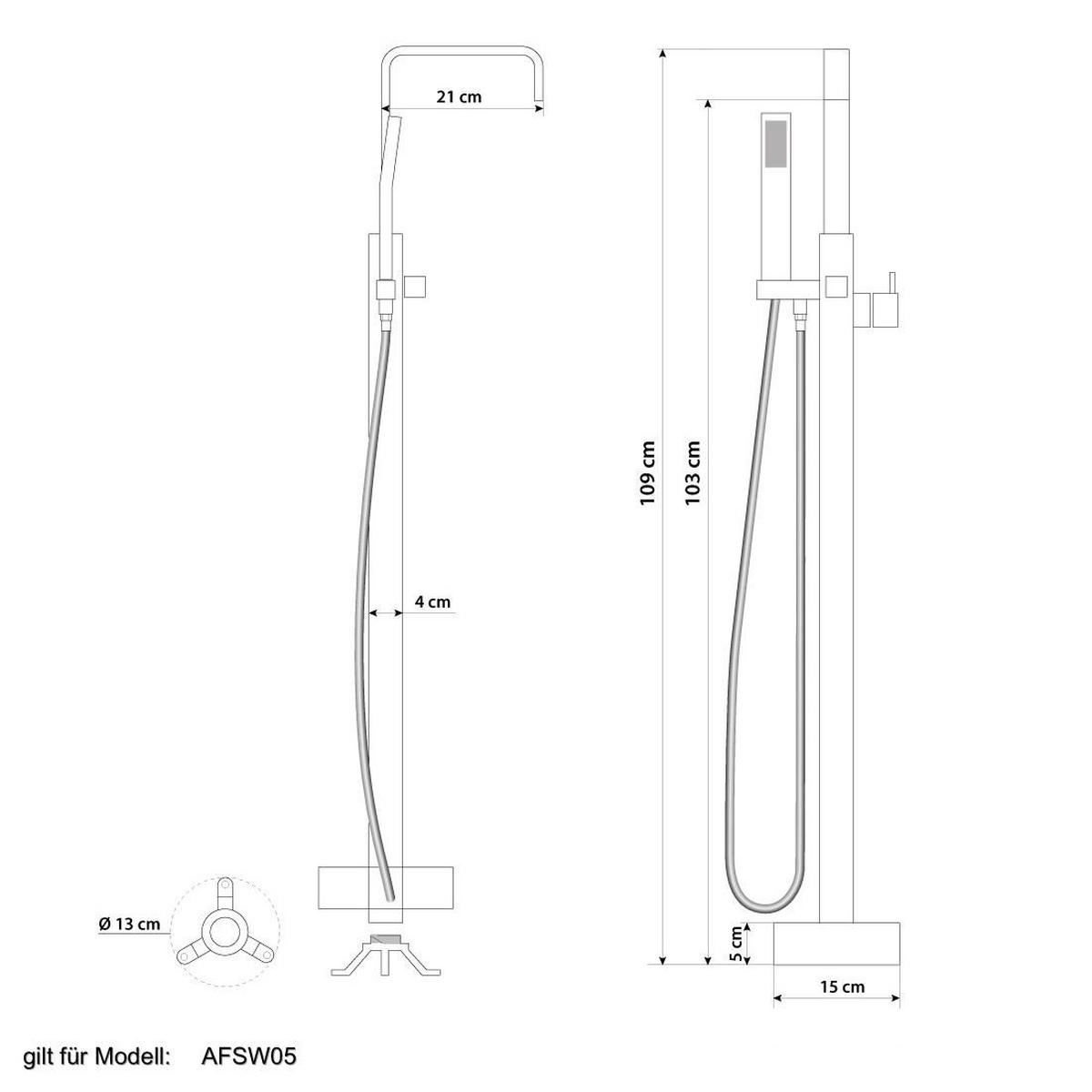 WHIRLPOOL freistehend F23 Armatur AF05 - Weiß, Glas/Kunststoff (80/72/180cm) - AcquaVapore by Sandra Jentho