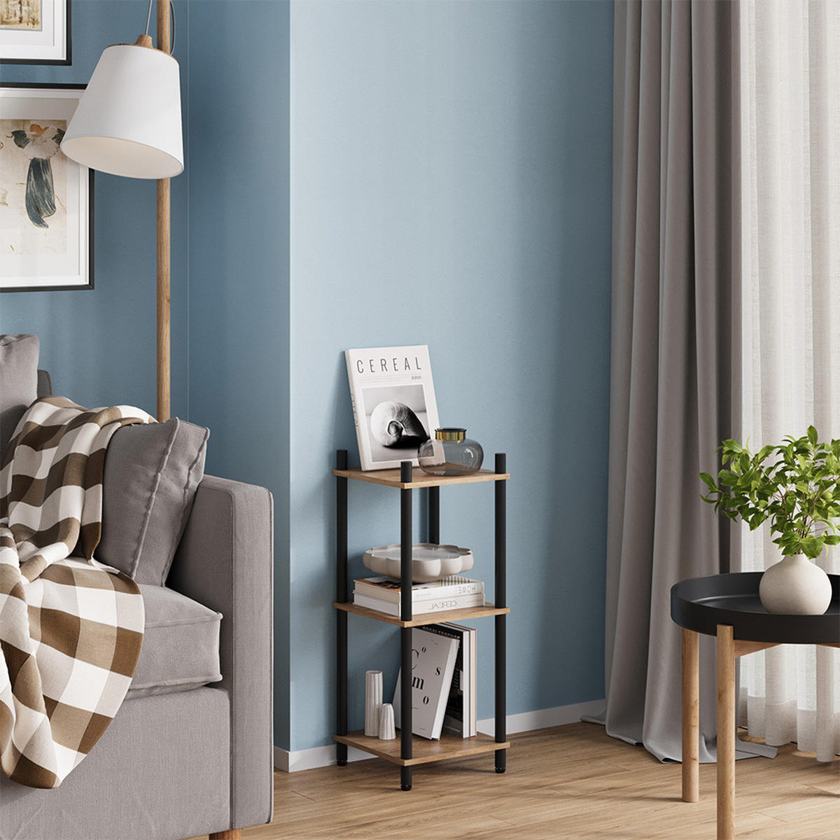 ROHOVÁ POLICE Bivio Zlatý dub power/antracit - medově dubová, kompozitní dřevo (30/72/30cm) - Vicco