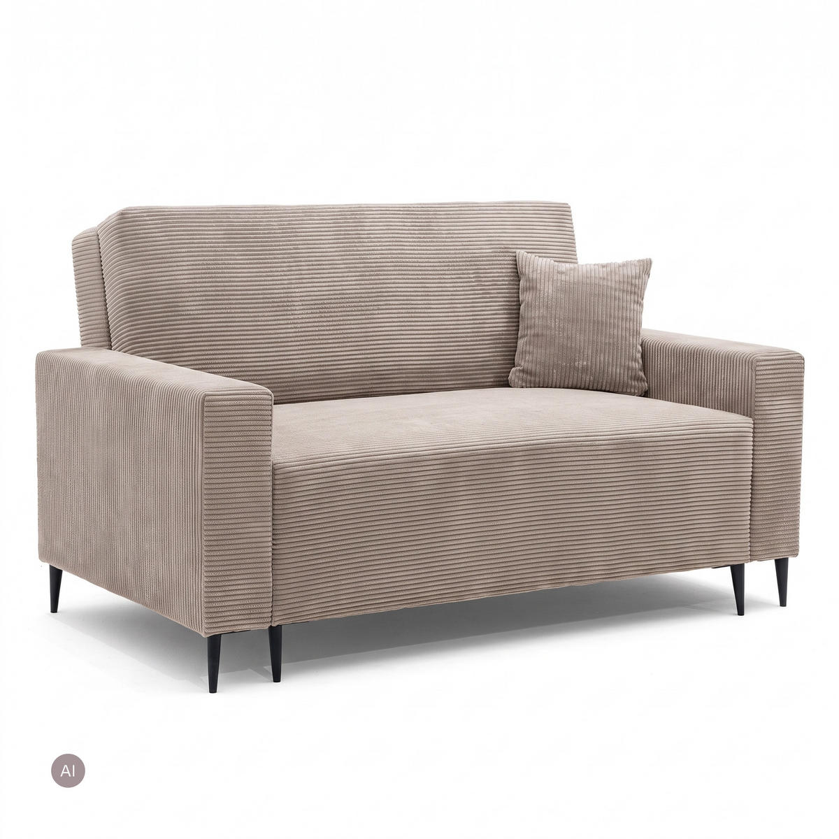 3-SITZER-SOFA EDEL mit Schlaffunktion und Bettkasten, Cordstoff Beige - Beige/Schwarz, Holz/Textil (165/94/100cm) - NACANAPA