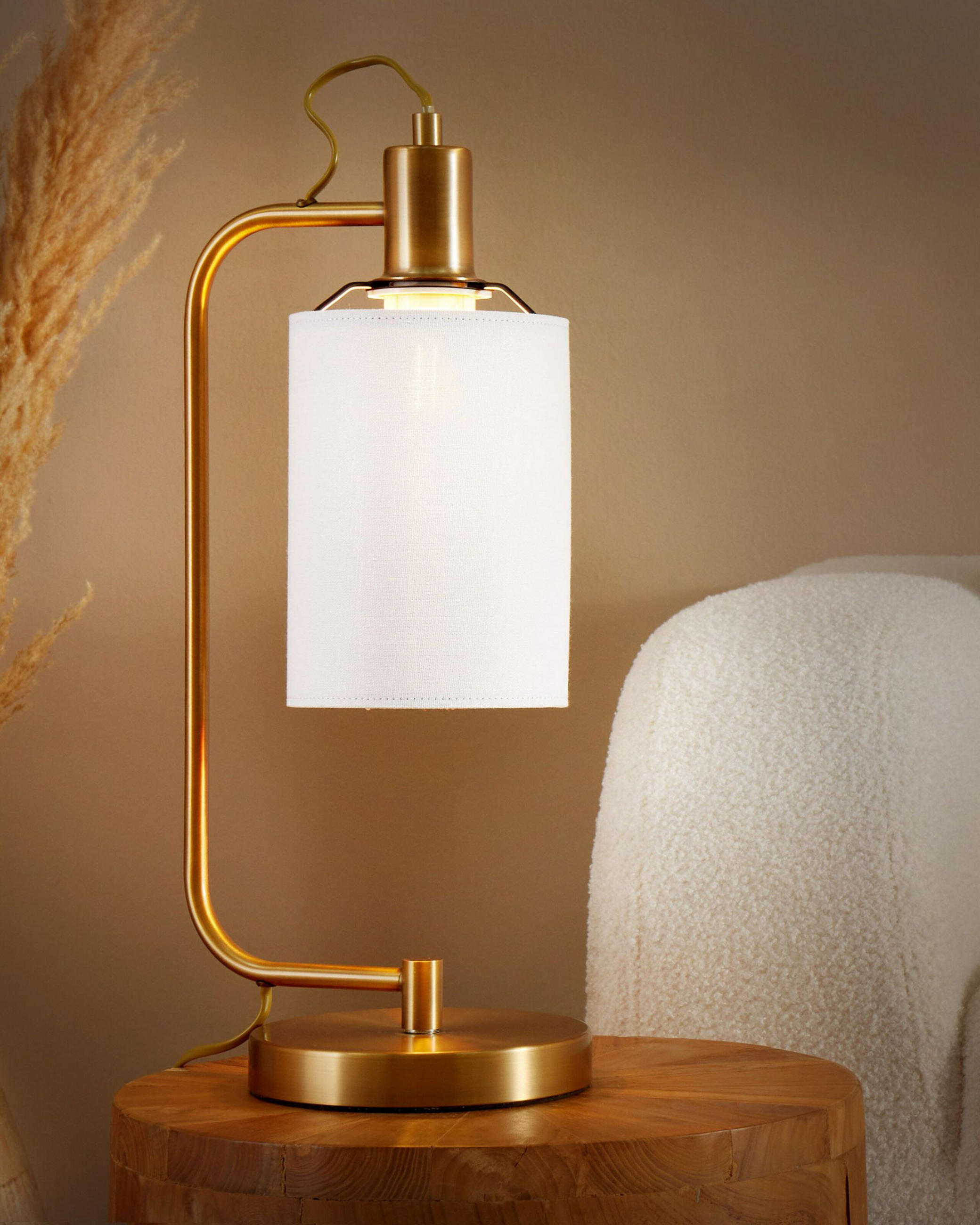 TISCHLEUCHTE Kupfer/Weiß Liberia - Weiß/Kupferfarben, Metall (21/16/46cm) - Beliani