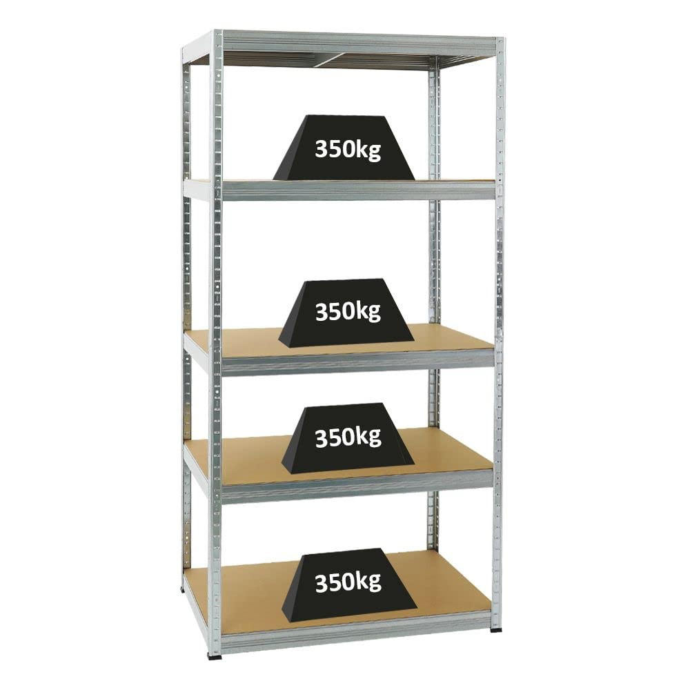 SCHWERLASTREGAL Slim Elephant M 180x90x60 cm 5 Ebenen Fachlast 350 kg Verzinkt - Silberfarben, Metall (90/180/60cm) - PROREGAL