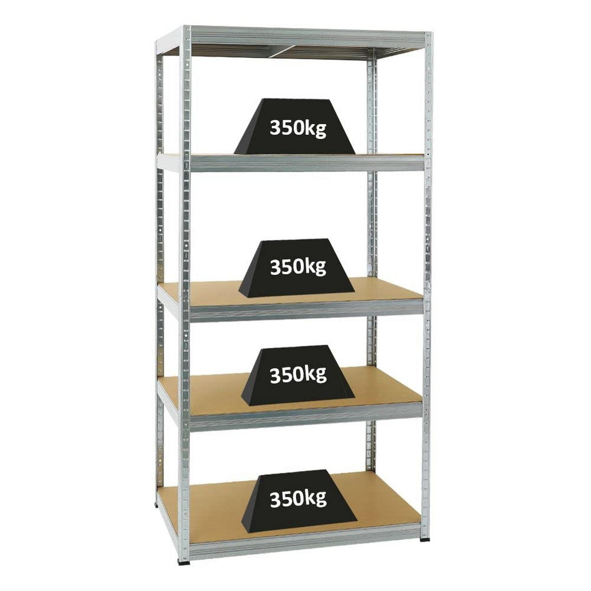 SCHWERLASTREGAL Slim Elephant M 180x90x60 cm 5 Ebenen Fachlast 350 kg Verzinkt - Silberfarben, Metall (90/180/60cm) - PROREGAL