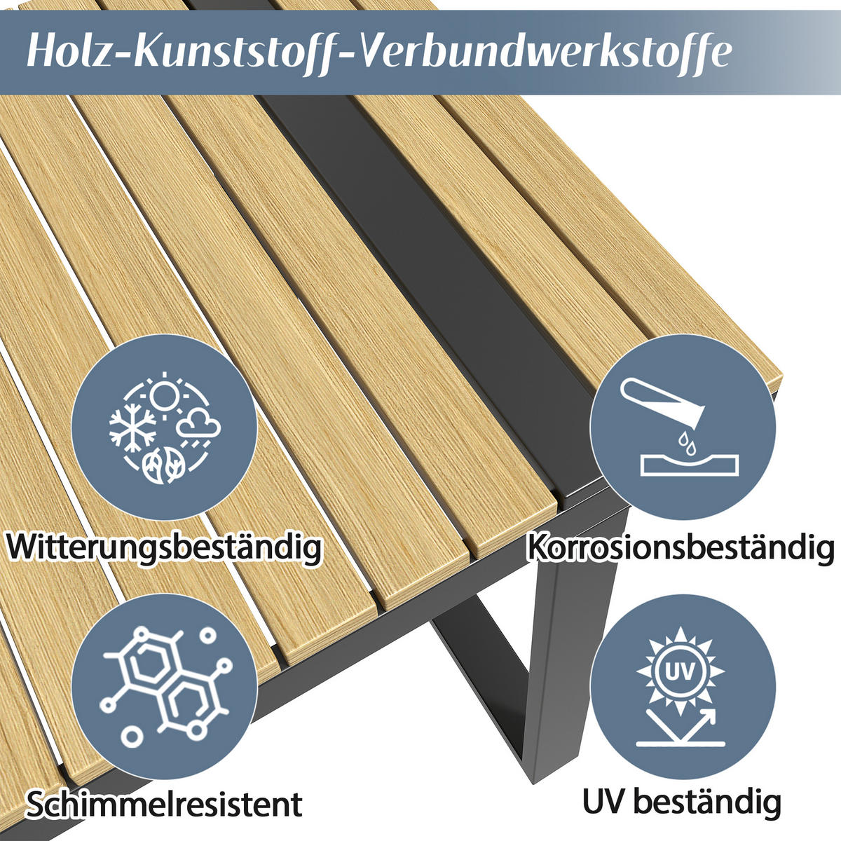 GARTEN-ESSGRUPPE 6-Sitzer Ecklounge Grau + Schwarz - Grau, Metall - ComfortXL