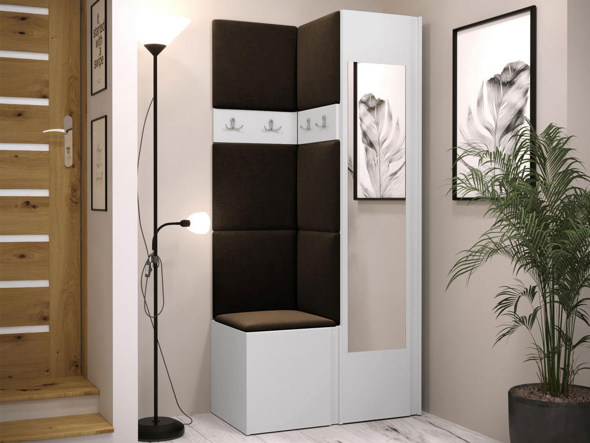 GARDEROBEN-SET Orion XXV - Weiß/Braun, Holzwerkstoff/Kunststoff (82/186/46cm) - MIRJAN24