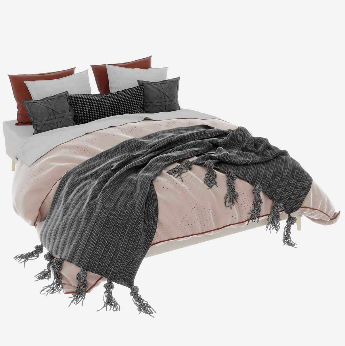 POSTEĽ 140/200 cm béžová z látky a kovu s pevným rámom a moderným nízkym profilom - béžová, textil (140/200cm) - OKWISH