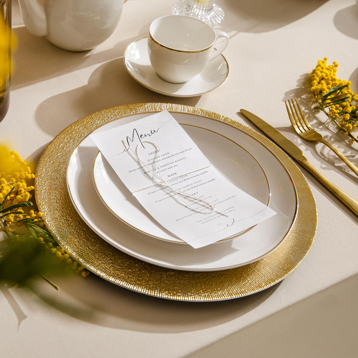 SPEISETELLER-SET AD BELLA, 6-tlg - Ecru/Goldfarben, Keramik (26/2.5/26cm) - KONSIMO®