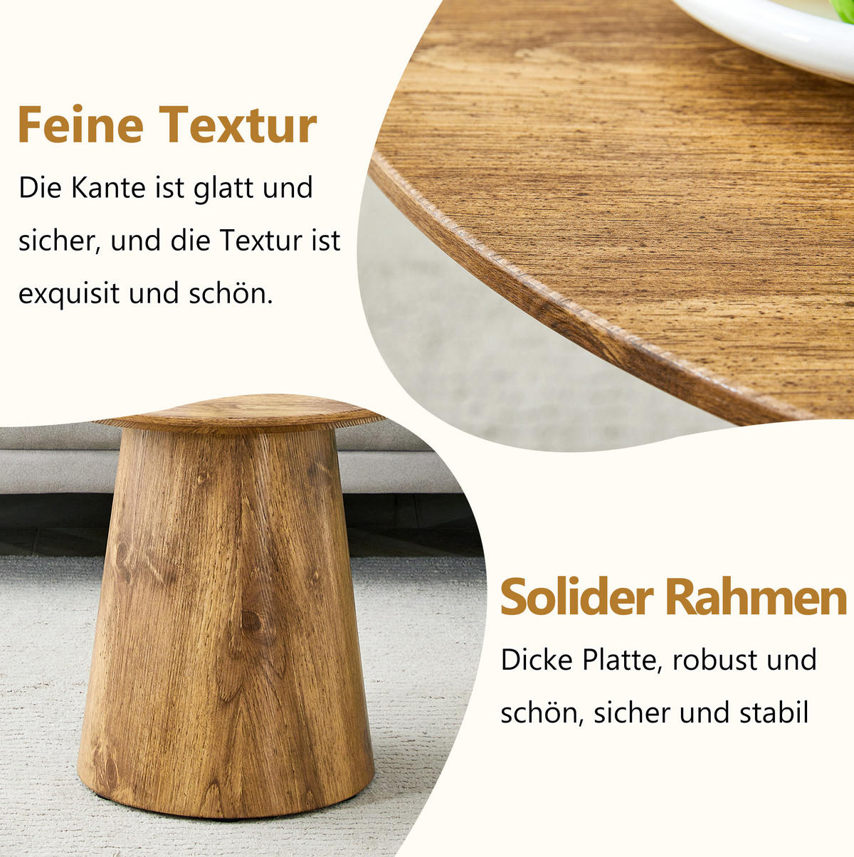 BEISTELLTISCH-SET rund aus MDF in Holzoptik, 50/48 cm & 60/35 cm - Naturfarben, Holzwerkstoff (50/50/48cm) - BEAOK