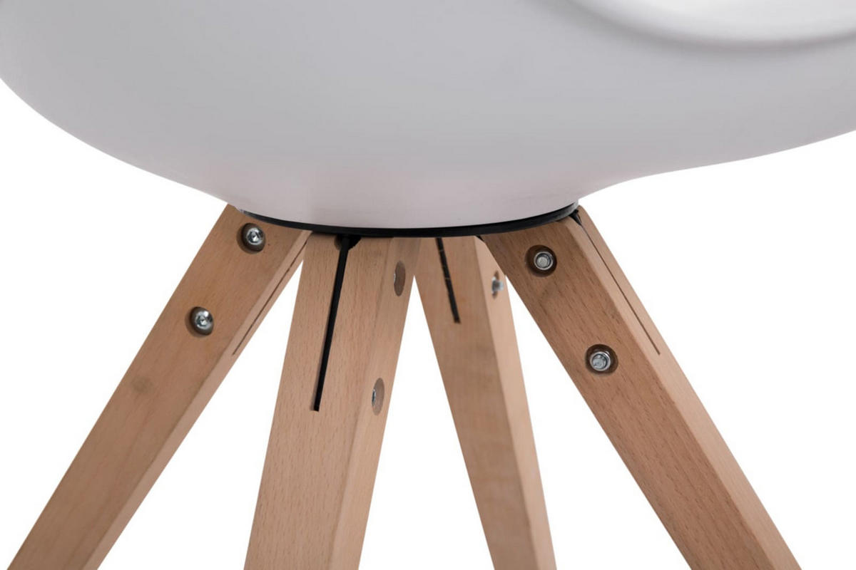 STUHL 4er Set Lederlook weiß - Eukalyptusholzfarben/Weiß, Holz/Textil (47.5/83/55.5cm) - CLP