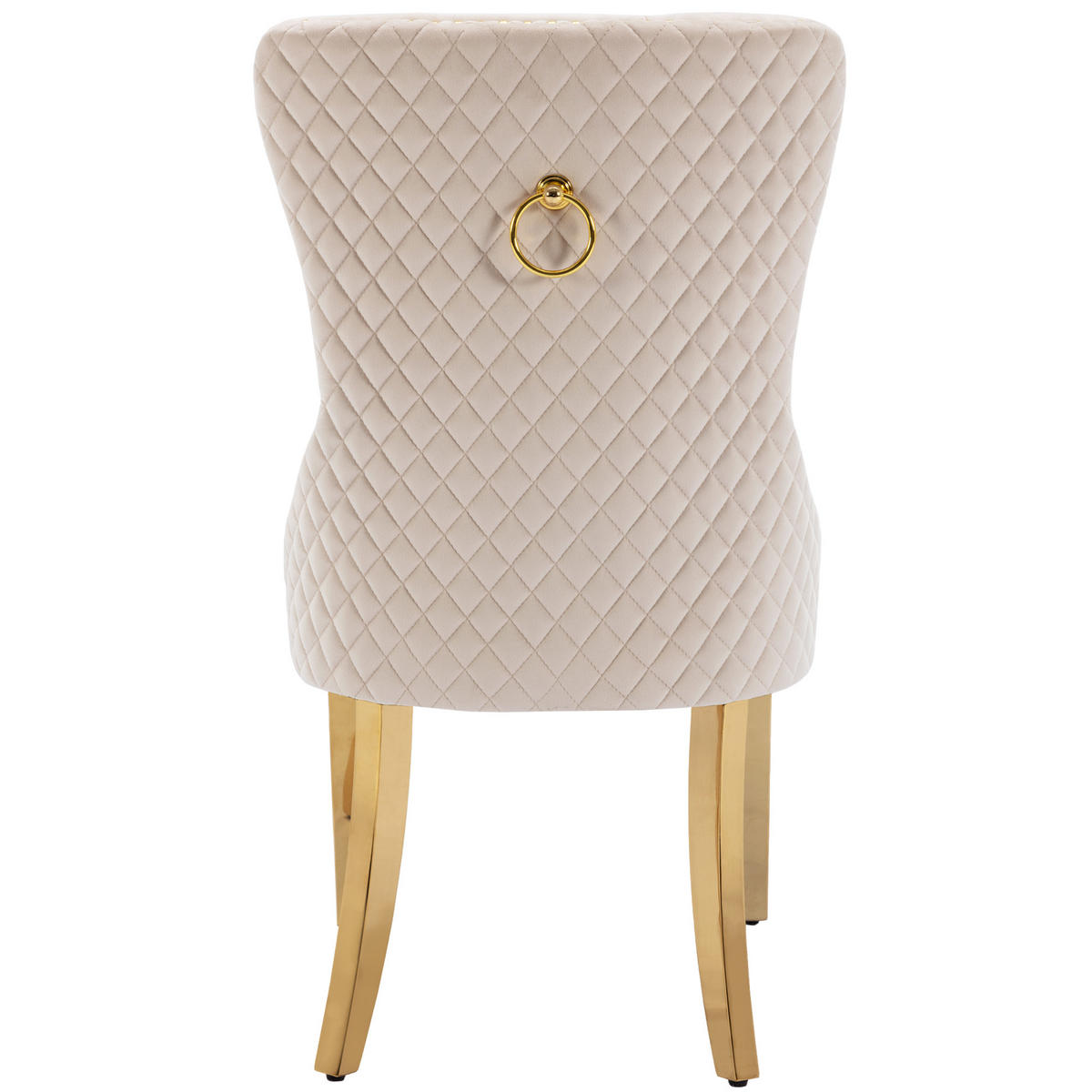 ESSZIMMERSTUHL 2-Tlg Samt Beige Gold, Nagelkopf, Gold Beine - Beige, Textil (50.5/95/45cm) - FLIEKS
