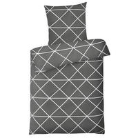 BETTWÄSCHE-RENFORCE 155x220 Anthrazit Rauten, Bettbezug aus 100% Baumwolle - Anthrazit, Textil (155/220cm) - Carpe Sonno