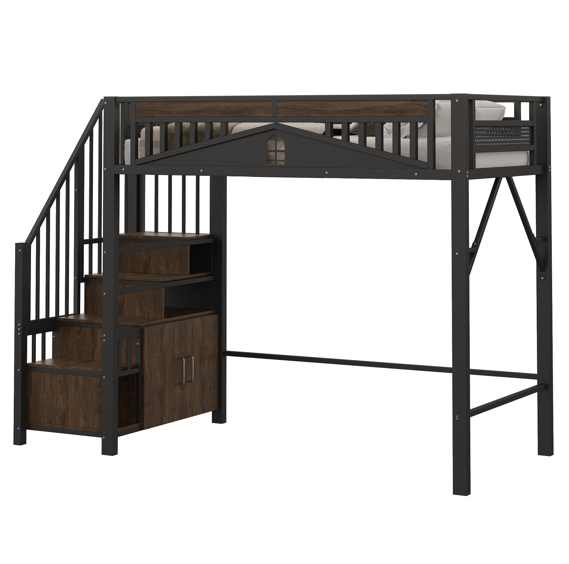 HOCHBETT 90/200 cm aus Metall in Schwarz mit Stauraum und Sicherheitszaun - Schwarz, Metall (90/200cm) - Flora Grace