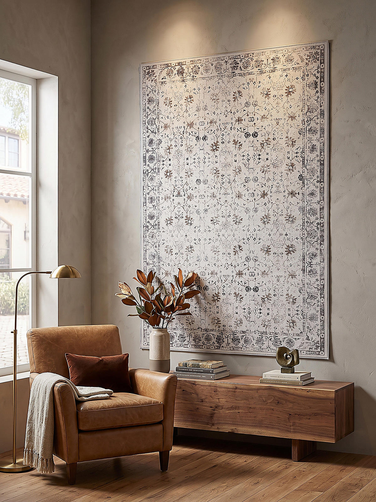 TEPPICH Kurzflor, waschbar, mit floralen Ornamenten, VERNANTE in Creme, 140 x 200 cm - Beige, Textil (140/200cm) - KADIMA DESIGN