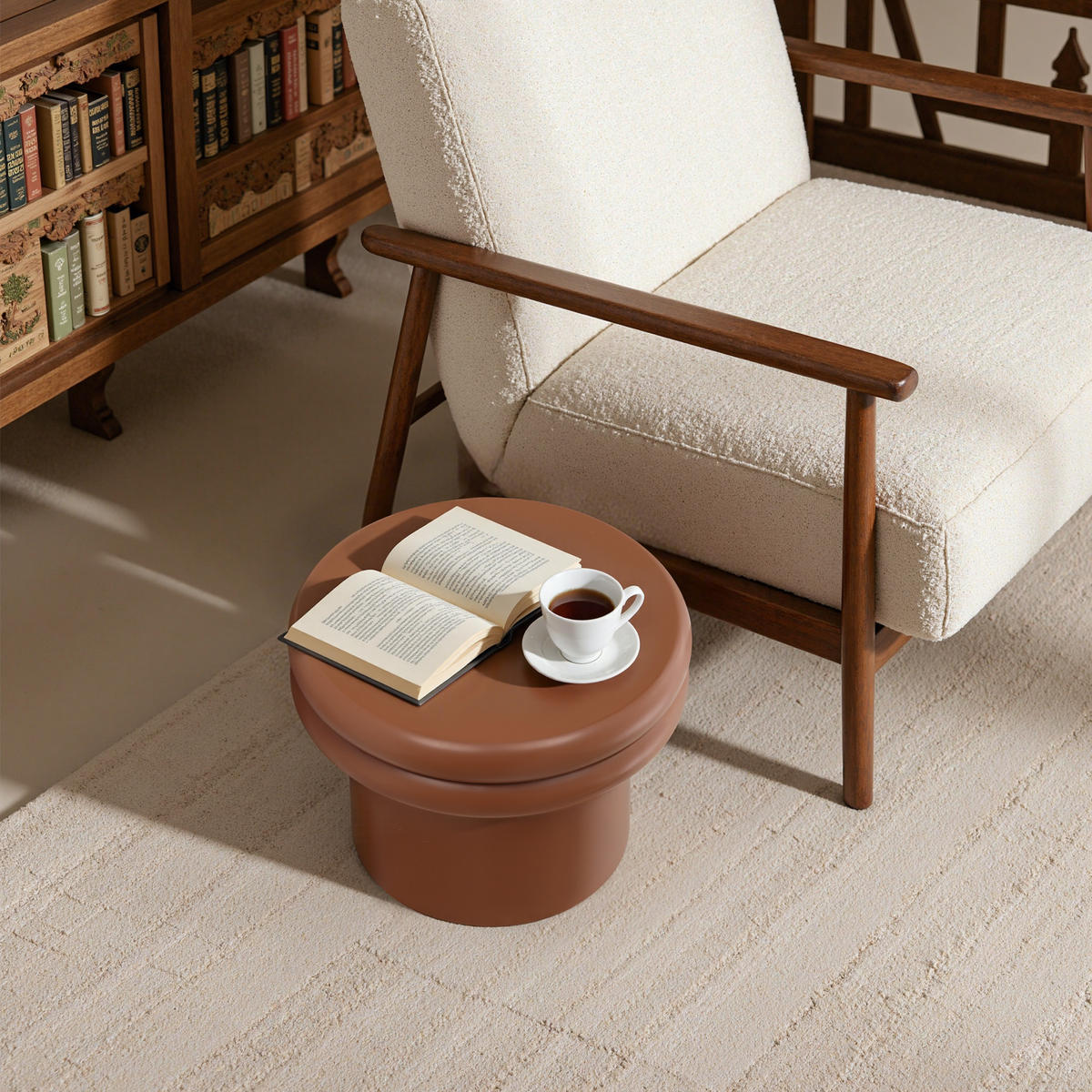 BEISTELLTISCH Rund, Braun mit Doppelplatte | Ø40 x H30 cm - Braun, Holzwerkstoff (40/40/30cm) - Hometopia