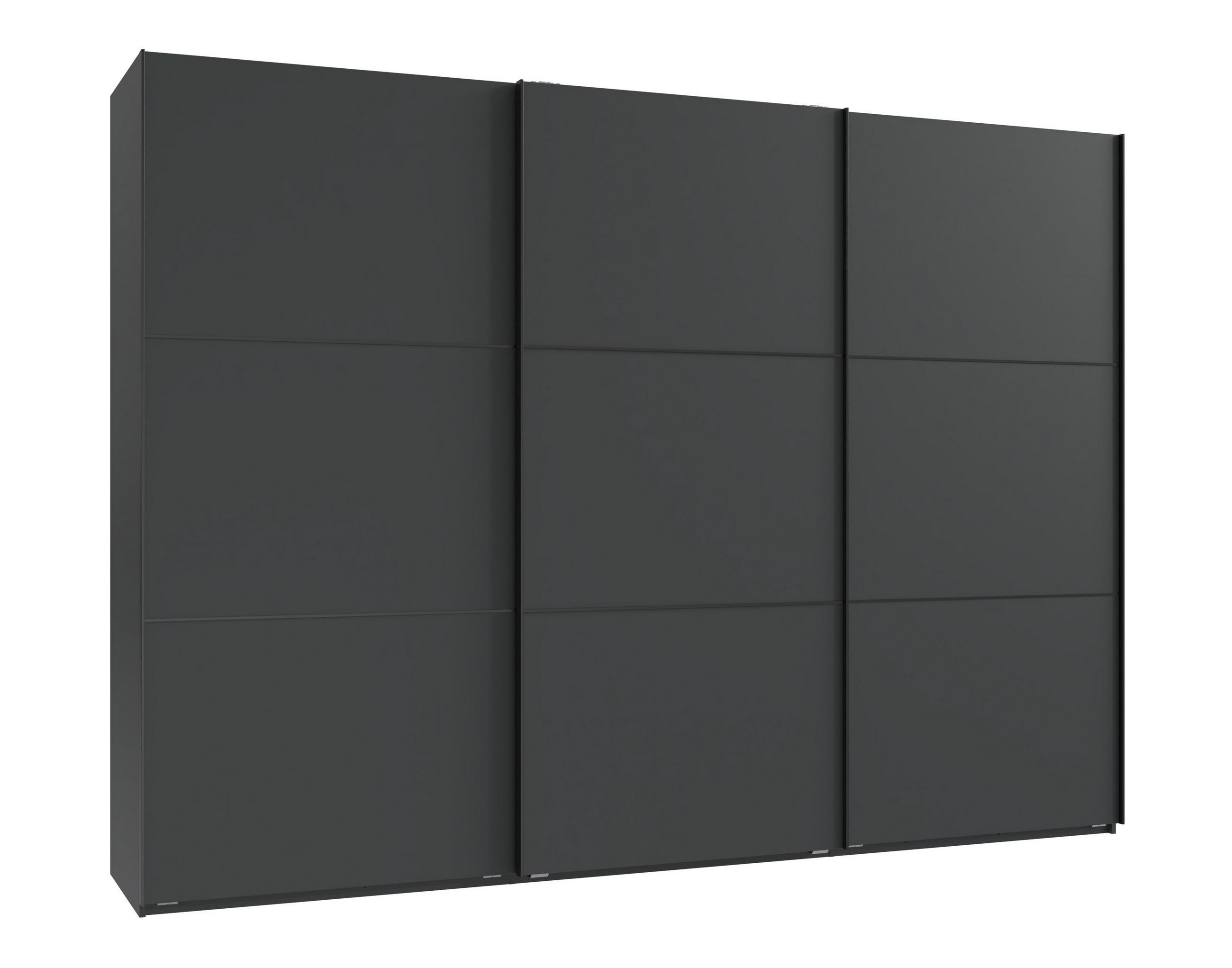 SCHWEBETÜRENSCHRANK 3-türig B300/H216/T65 cm inkl. Vollausstattung in Anthrazit / 22018 - Anthrazit/Schwarz, Holzwerkstoff/Metall (300/216/65cm) - luma-home