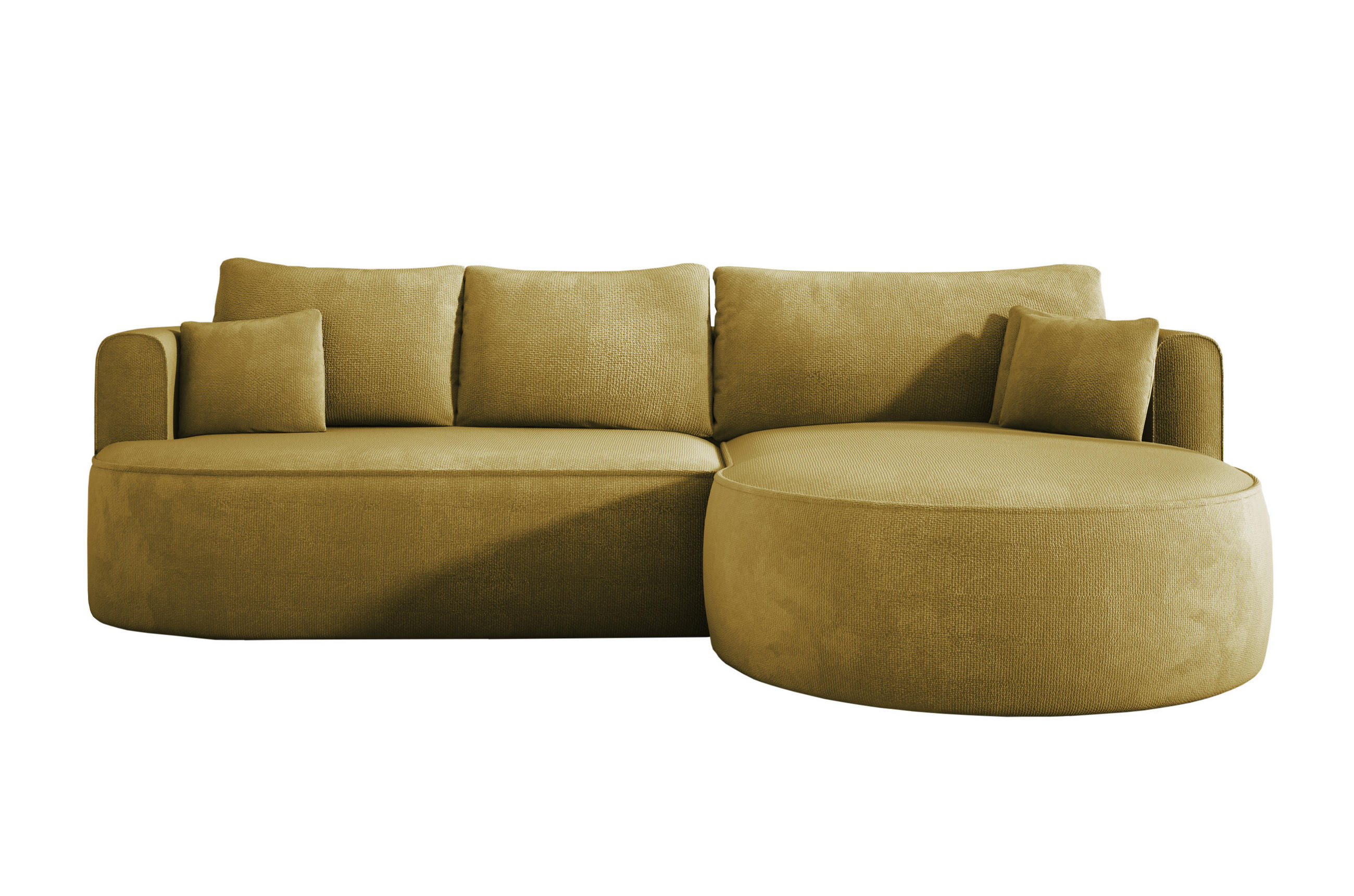 ECKSOFA FIORE-L Moderne Ausziehbare Schlaf-Funktion, automatischer Auffaltung, lose Rückenkissen freistehend RECHTS 284x183x82 cm cm Mint green - Mintgrün, Holz/Textil (284/183cm) - DomoHome
