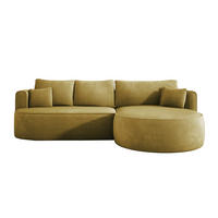 ECKSOFA FIORE-L Moderne Ausziehbare Schlaf-Funktion, automatischer Auffaltung, lose Rückenkissen freistehend RECHTS 284x183x82 cm cm Mint green - Mintgrün, Holz/Textil (284/183cm) - DomoHome
