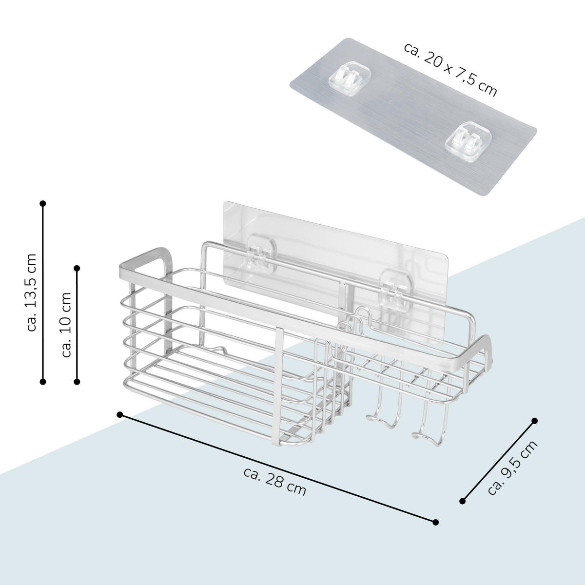 ABLAGEKORB, silber - Edelstahlfarben, Metall (28/10/9.5cm) - bremermann