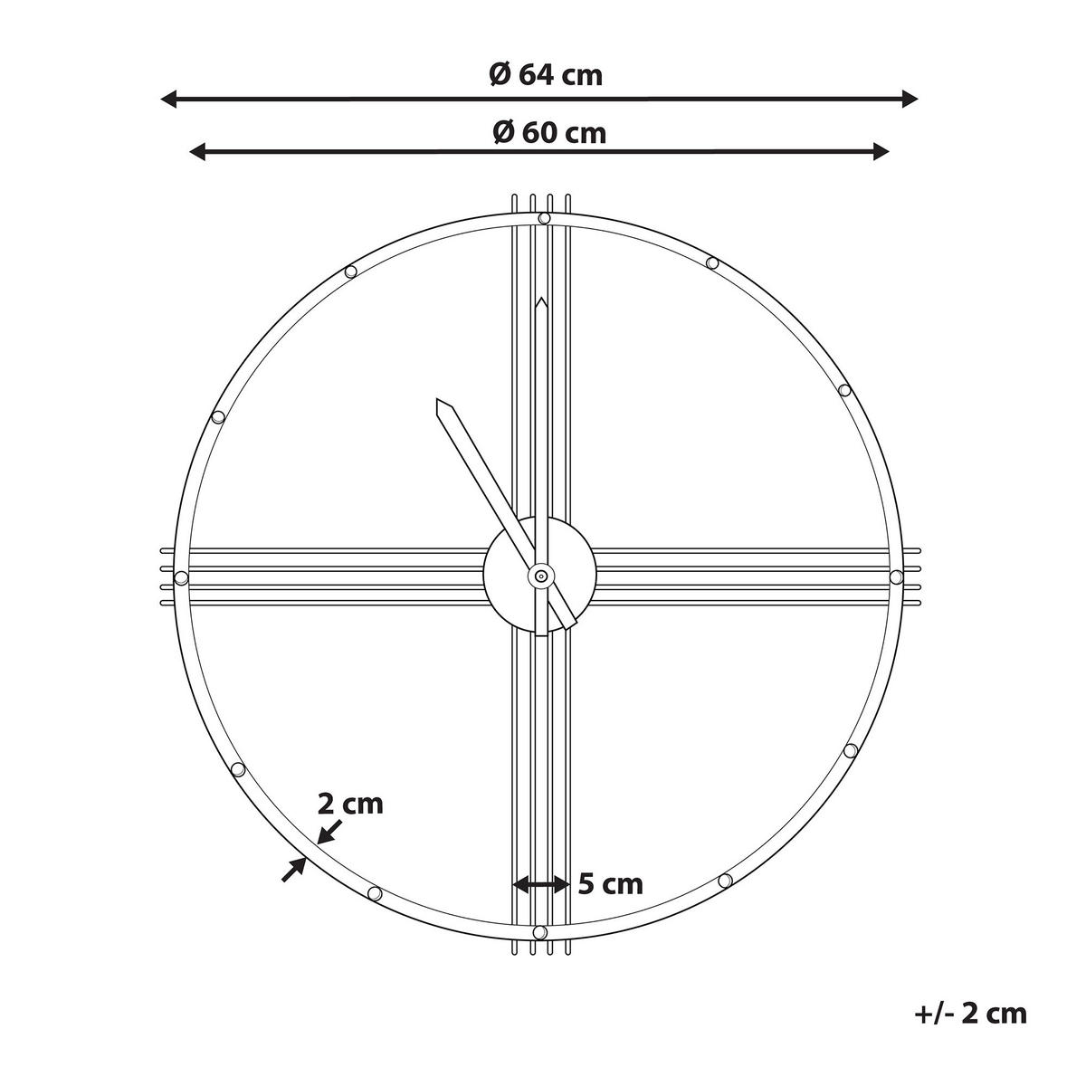WANDUHR Metall gold/schwarz Ascona - Goldfarben, Metall (64/64/6cm) - Beliani