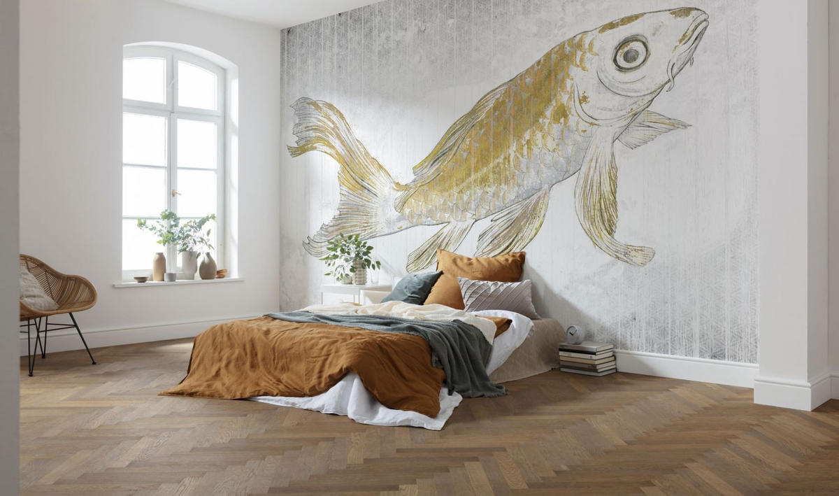 FOTOTAPETE Koifisch 400 x 280 cm - Grau, Papier (400/280cm) - Sanders & Sanders
