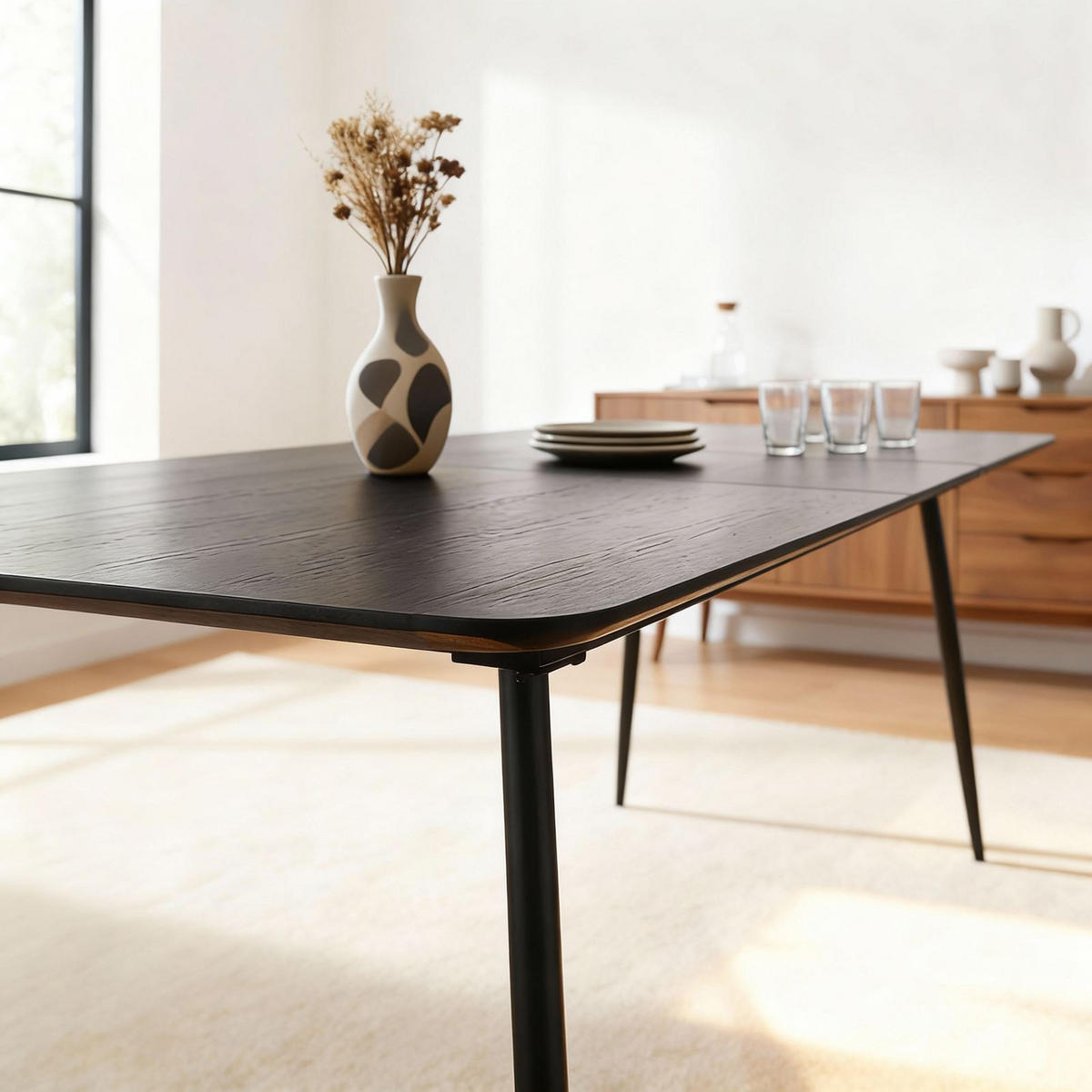 ESSTISCH ORSA schwarz - Schwarz, Holzwerkstoff/Metall (80/160/76cm) - IDIMEX