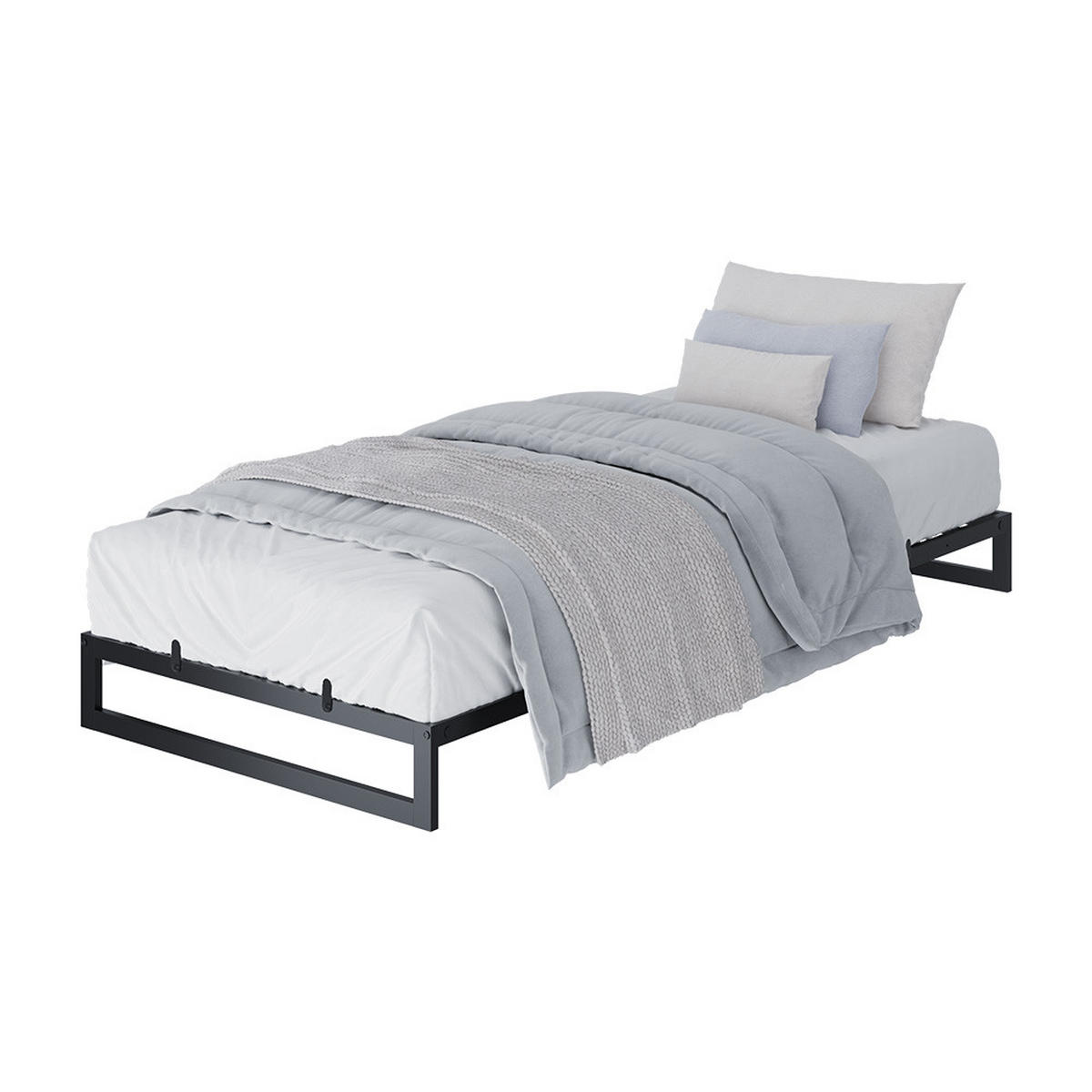 BETTGESTELL Lenora, Schwarz, 90x200 - Schwarz, Metall - VitaliSpa