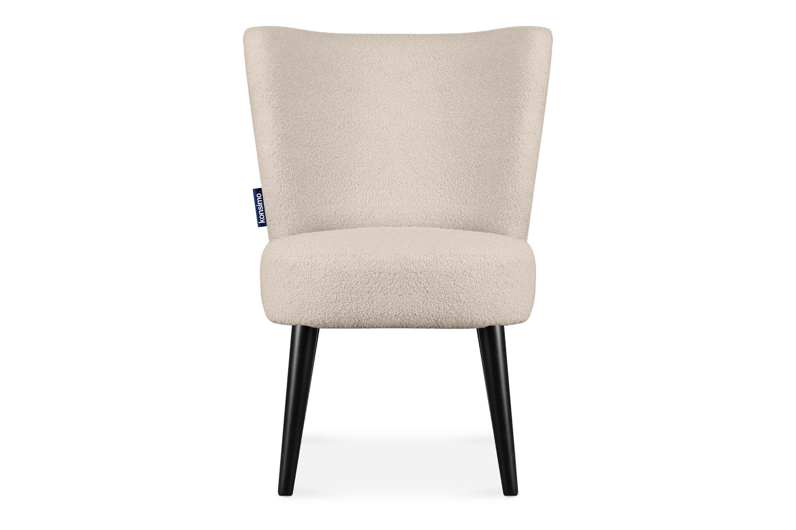 COCKTAILSESSEL APPA uf hohen schwarz lackierten Beinen aus Buchenholz, aus recyceltem Boucle-Stoff, Ecru/Schwarz - Ecru/Schwarz, Holz/Textil (63/89/65cm) - KONSIMO®