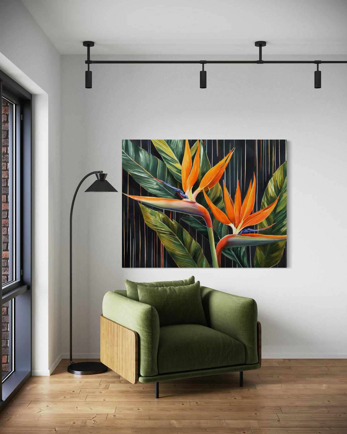 WANDBILD blätter pflanzen botanik - Grün, Textil (60/40cm) - Feeby