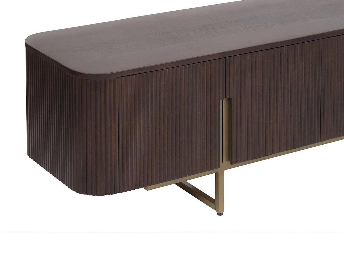 TV-BOARD - 160 cm x 42 cm - Holz, Platte, Holz, Platte - Naturfarben Dunkel, Goldfarben - DOLIYA - Goldfarben/Naturfarben, Holz (160/50/42cm) - Vente-Unique