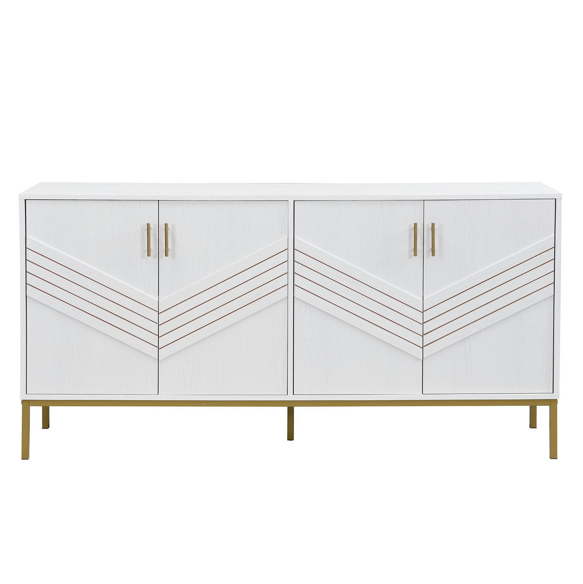 SIDEBOARD 160/40/80,5 cm in Weiß mit 4 Türen und verstellbaren Einlegeböden - Weiß, Holzwerkstoff (40/80.5/160cm) - Flora Grace
