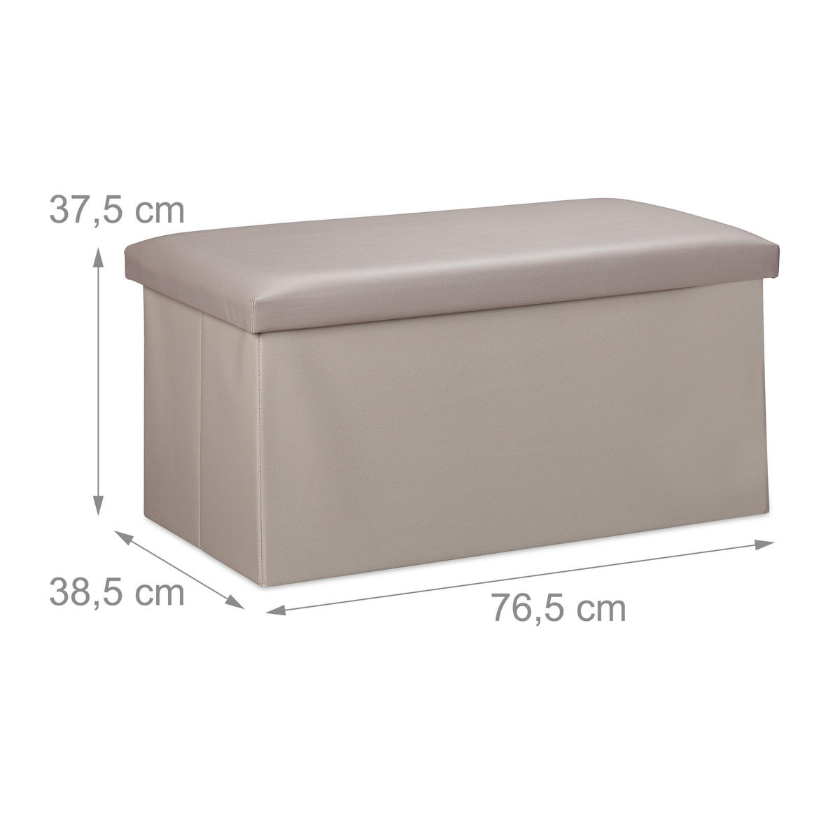 SITZBANK - Grau, Holzwerkstoff/Kunststoff (76.5/37.5/38.5cm) - Relaxdays