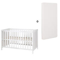 BABYBETT mit Matratze 60 x 120 cm - Weiß, Holzwerkstoff (60/120cm) - Roba