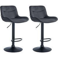 BARHOCKER 2er Set Vulcano Samt schwarz schwarz - Schwarz, Textil/Metall (49/106/51cm) - TPFLiving