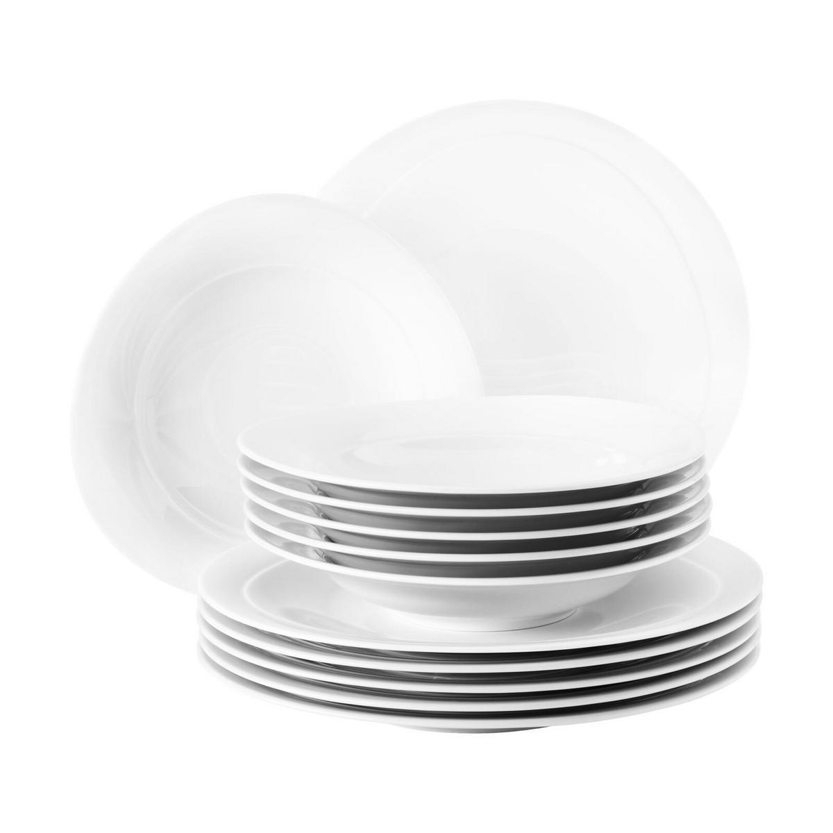 TAFELSERVICE Trio Weiß weiß 12er Set - Weiß, Keramik (32.3/23.5/32.3cm) - Seltmann Weiden