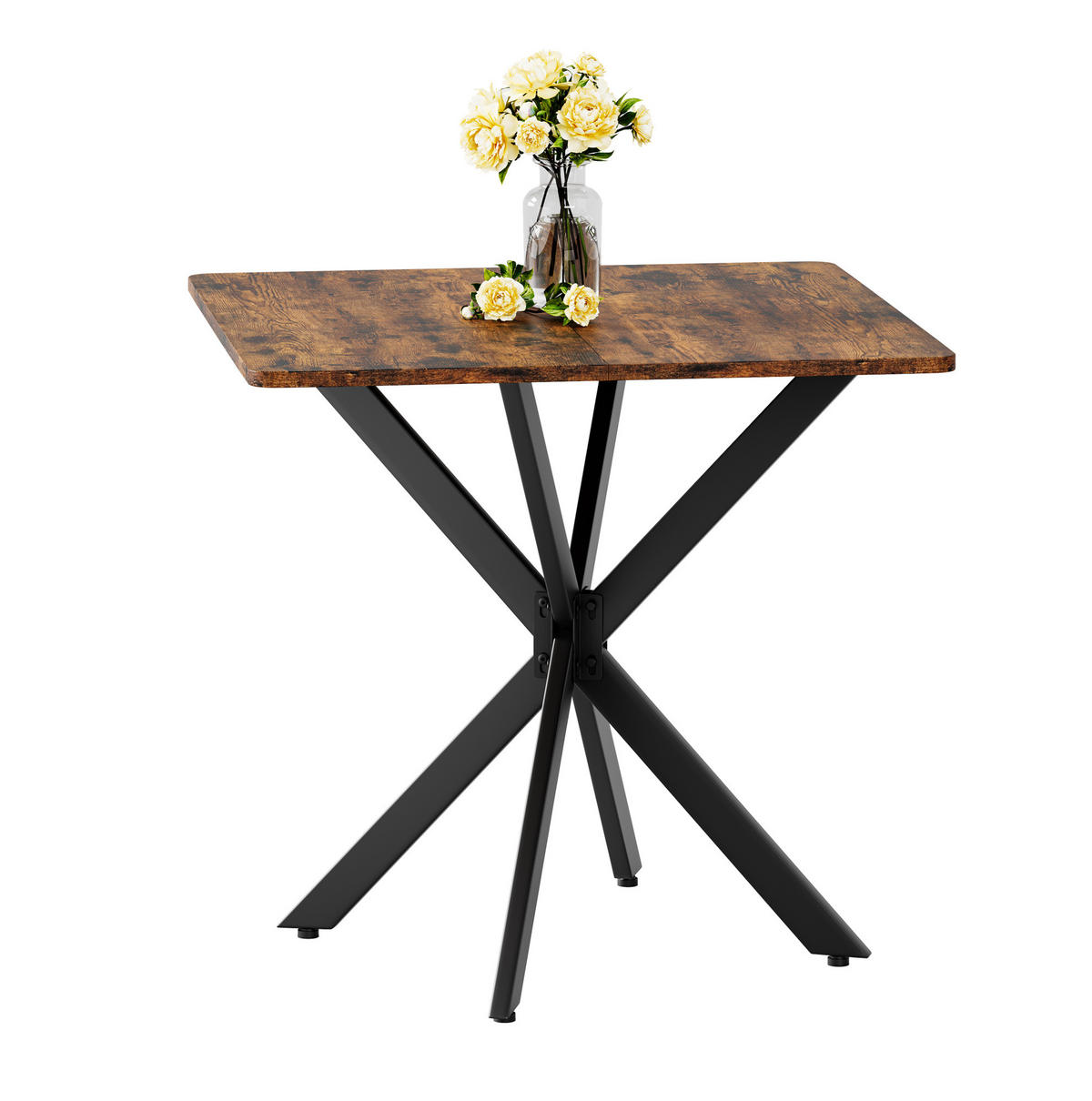 BEISTELLTISCH aus Spanplatte 80x80x75 cm Braun mit X-Gestell, höhenverstellbaren Füßen und pflegeleichter Oberfläche - Braun, Holzwerkstoff (80/80/75cm) - Modfu