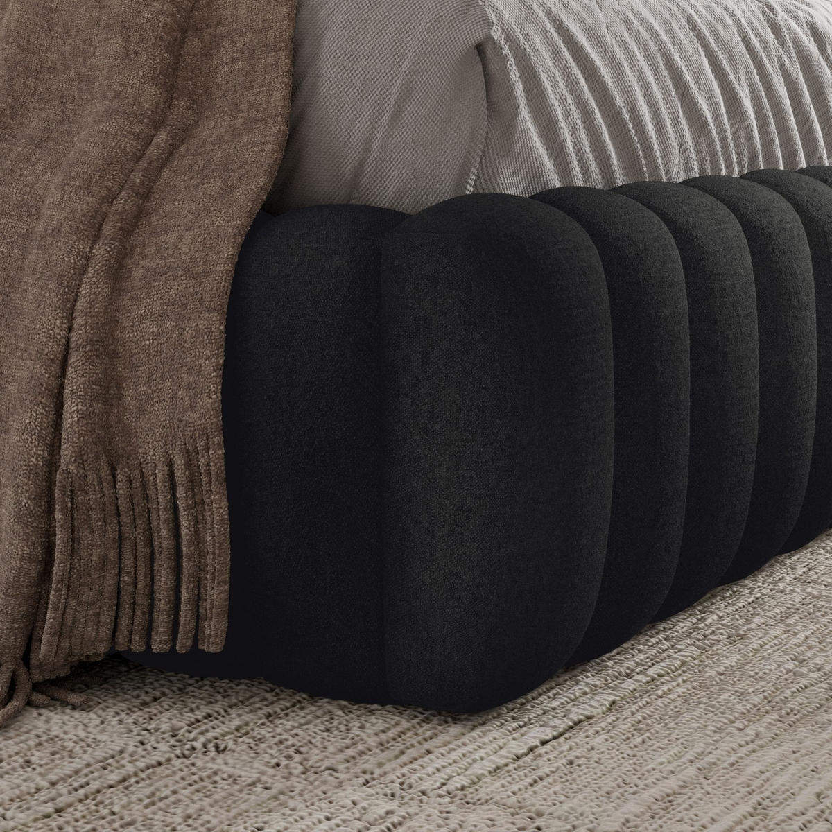 POLSTERBETT BLIVIO 180x200 cm,mit Bettkasten,Lattenrost,Doppelbett,Boxspringbett-Optik-Schwarz - Schwarz, Holz (180/200cm) - Furnistar