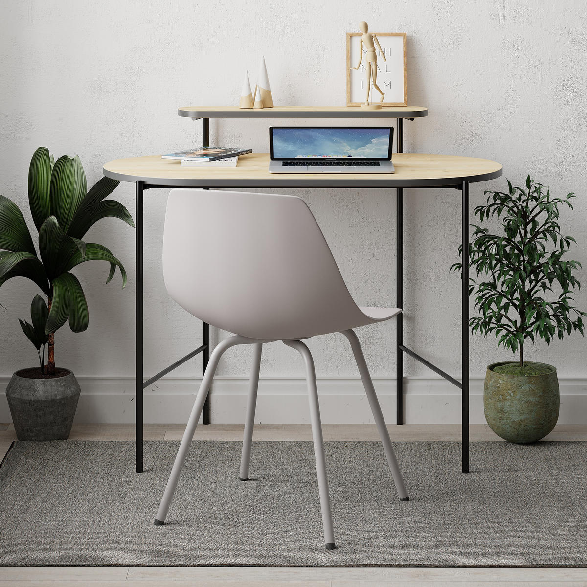 SCHREIBTISCH Loub Eiche 100/54/87 cm - Eichefarben/Schwarz, Holzwerkstoff/Metall (54/100/87cm) - Decortie