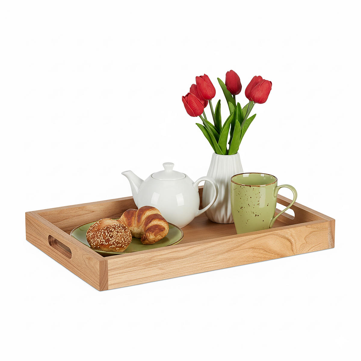 SERVIERTABLETT - Hellbraun, Holz/Holzwerkstoff (55/5/35cm) - Relaxdays