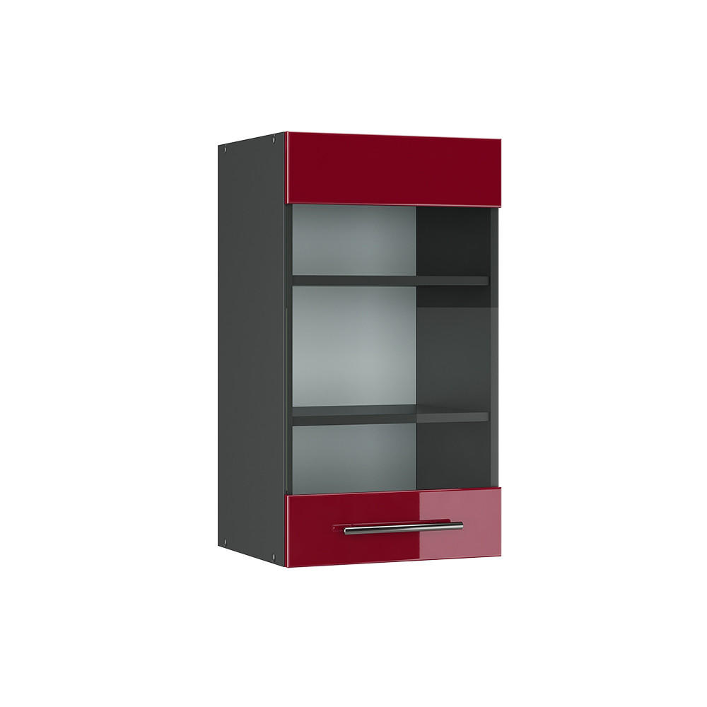 KÜCHENGLASSCHRANK Fame-Line Bordeaux Hochglanz 40 cm - Bordeaux/Anthrazit, Holzwerkstoff (40/72/34.1cm) - Vicco