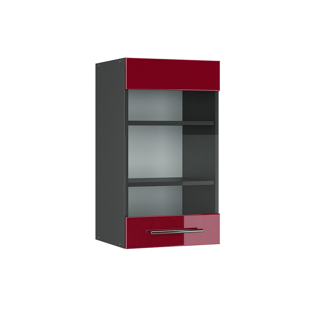 KÜCHENGLASSCHRANK Fame-Line Bordeaux Hochglanz 40 cm - Bordeaux/Anthrazit, Holzwerkstoff (40/72/34.1cm) - Vicco