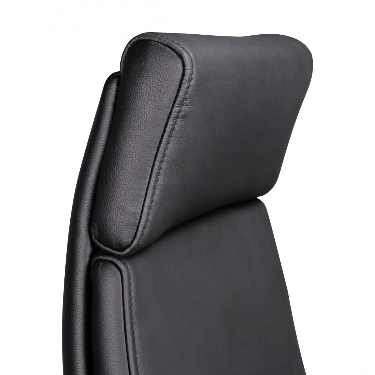 BÜROSTUHL Echtleder mit Aluminiumfußkreuz und verstellbaren Armlehnen Ergonomisch BADEN - Silberfarben/Schwarz, Leder (75/118/68cm) - KADIMA DESIGN