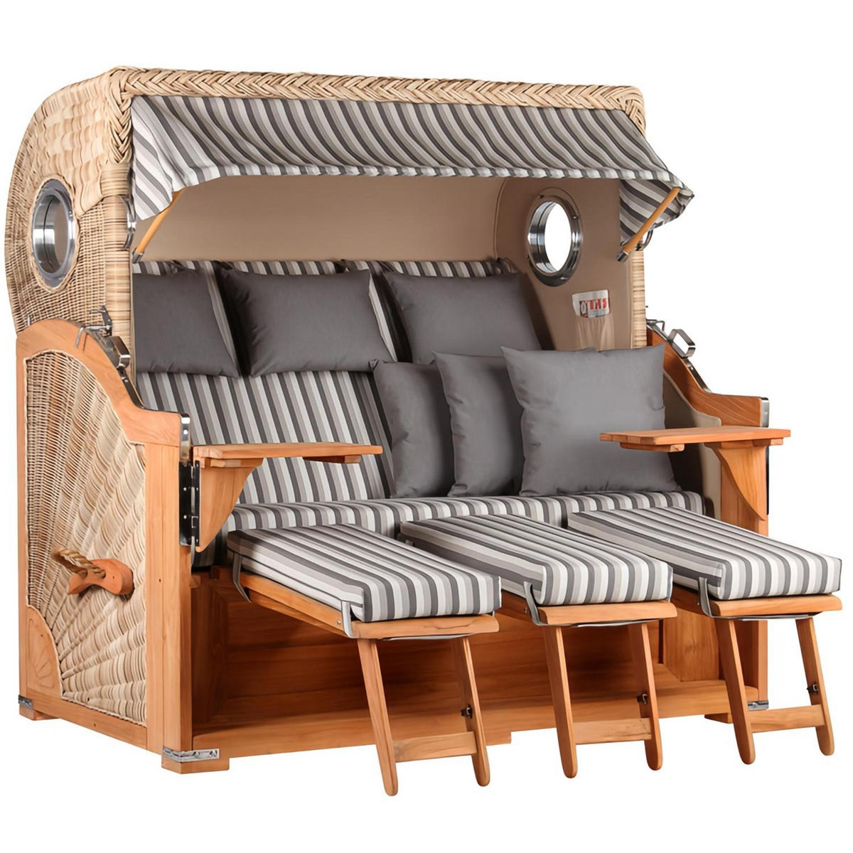 STRANDKORB XXL Baltikum mit Bullaugen - Braun/Grau, Metall (170/170/95cm) - Mr. Deko