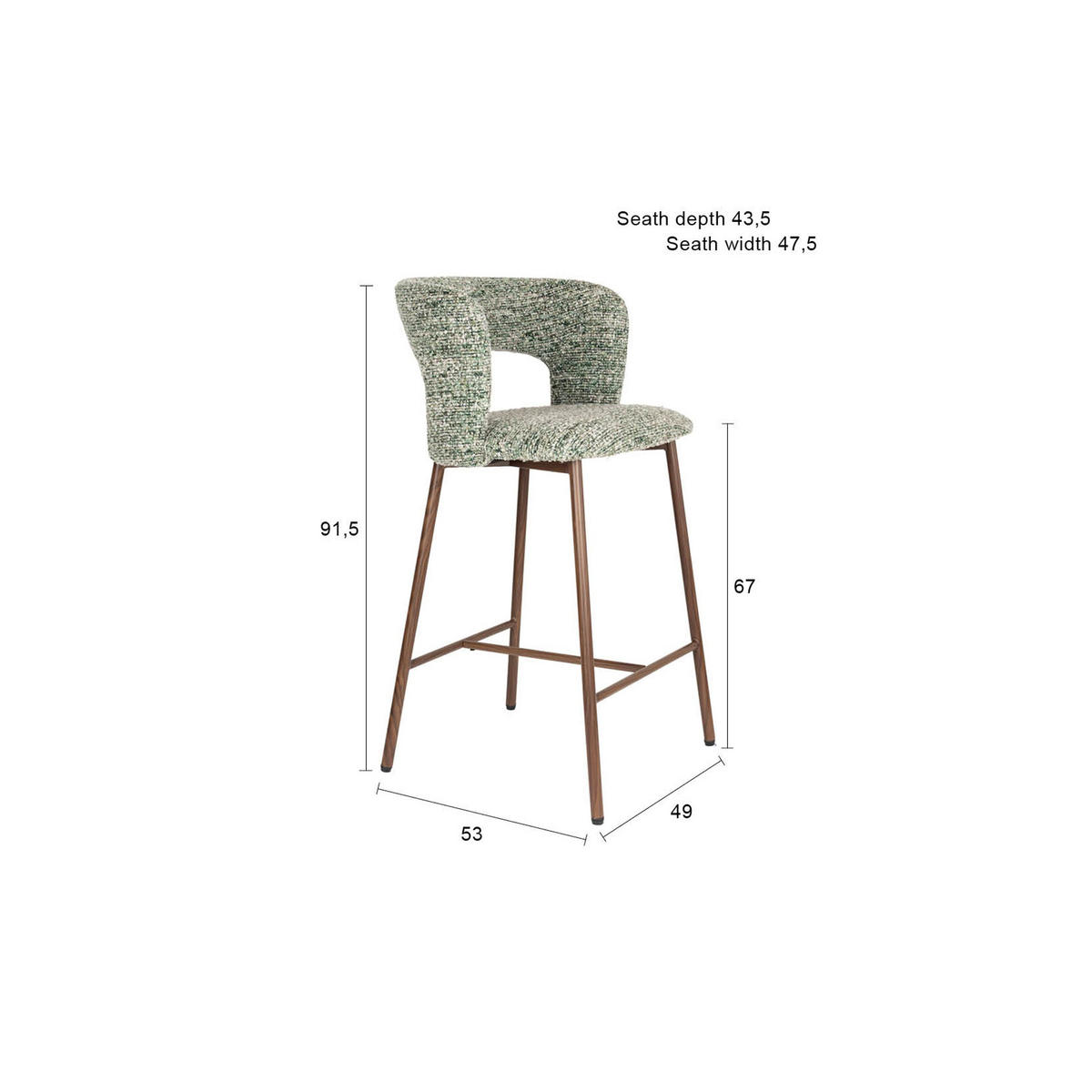 BARHOCKER Chelsea Grün - 2 er Set - Grün, Kunststoff (53/91.5/49cm) - Housecraft Living