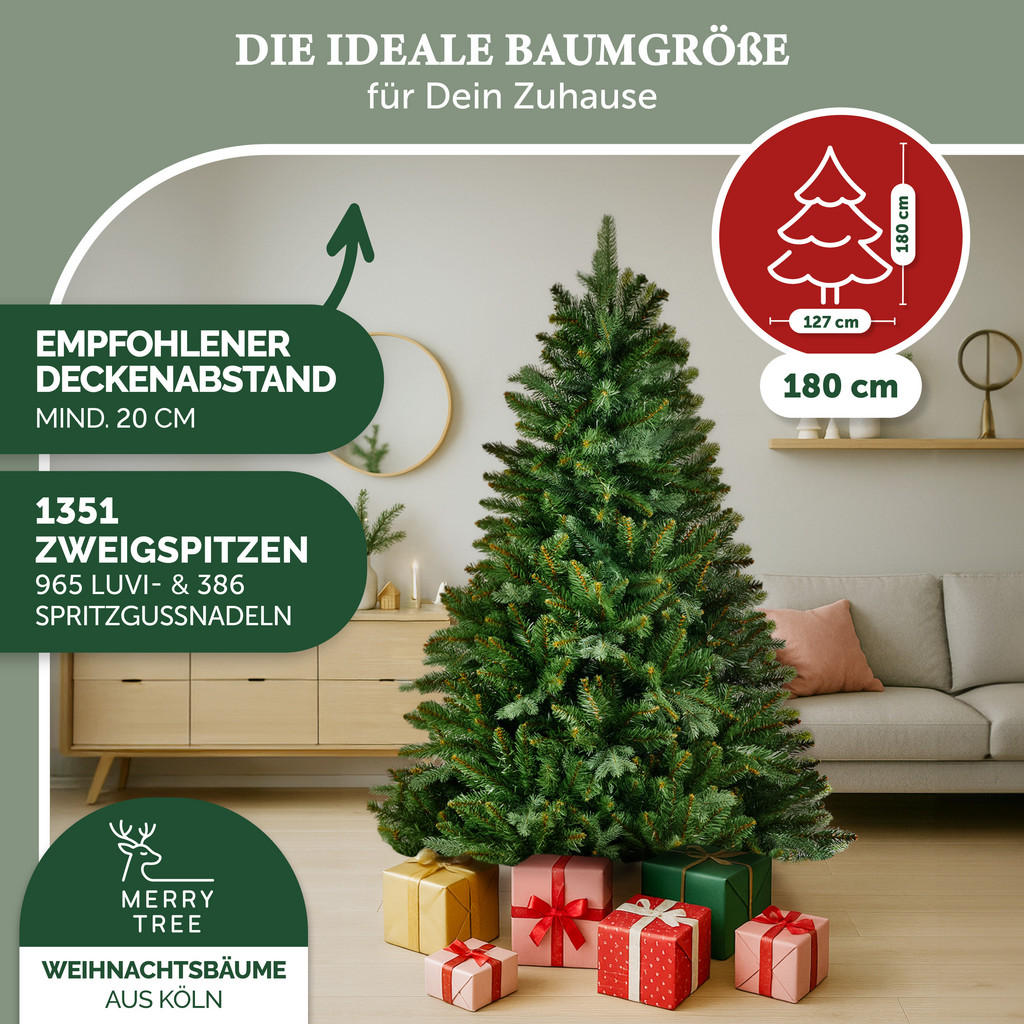 Thumbnail - Merry Tree Weihnachtsbaum, Grün, Kunststoff, Zylindrisch, 180 cm, Dekoration, Weihnachtsdekoration, Weihnachtsbäume & Zu...