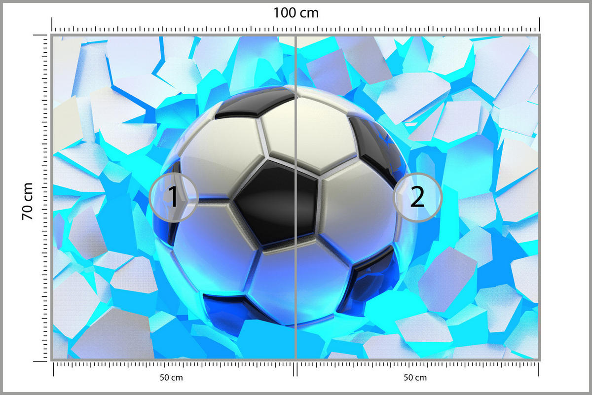FOTOTAPETE Fußball Abstraktion Gaming Modern Dynamik Jugend Neon 100x70 - Schwarz/Weiß, Papier (100/70cm) - Muralo